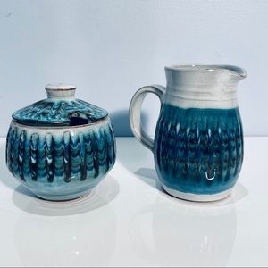 Dennis Lucas Hastings Studio Pottery Creamer Sugar Set MCM 1960 1970 Vintage